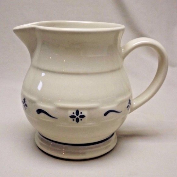 Longaberger Pottery Classic Blue Juice Pitcher  Roseville Ohio 1991 Original Box - Picture 3 of 9